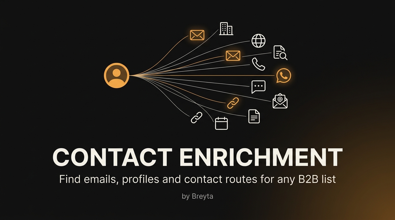 Verified emails and profiles for any contact list, exported to CSV